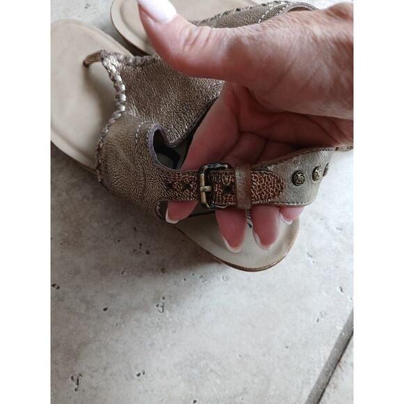 OTBT Meditate Gold Metallic Leather Women 6.5 Slingback Platform Wedge Sandal - Picture 7 of 8